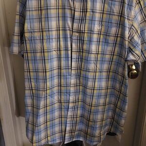 Dockers Short-Sleeve Plaid Button-Down Shirt in Light Blue and Yellow